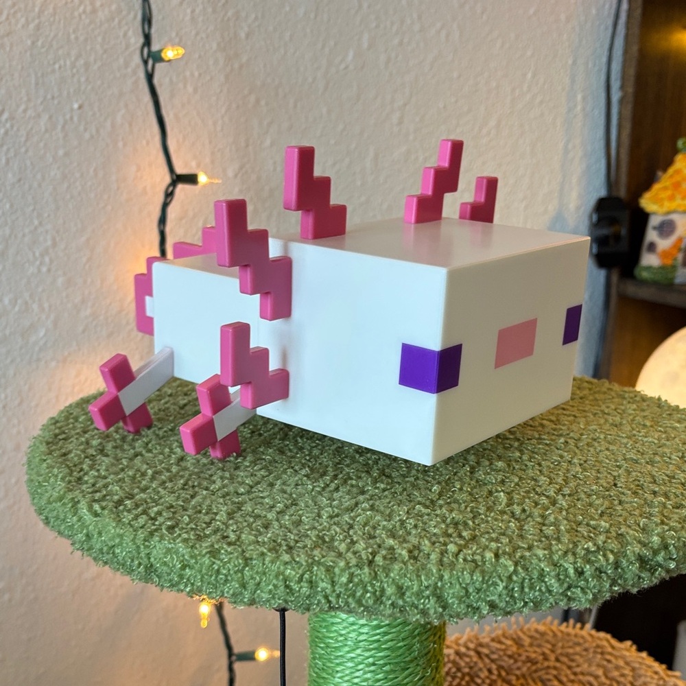 Minecraft Pink Axolotl LED Light Color Changing Block Lamp Battery Operated